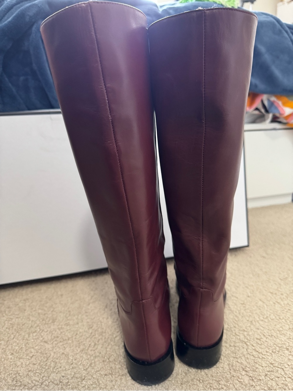 Larroude Women's Tall Riding Boots - Burgundy - Picture 5 of 12